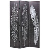 Cloison de séparation pliable 120 x 170 cm Plumes Noir et blanc