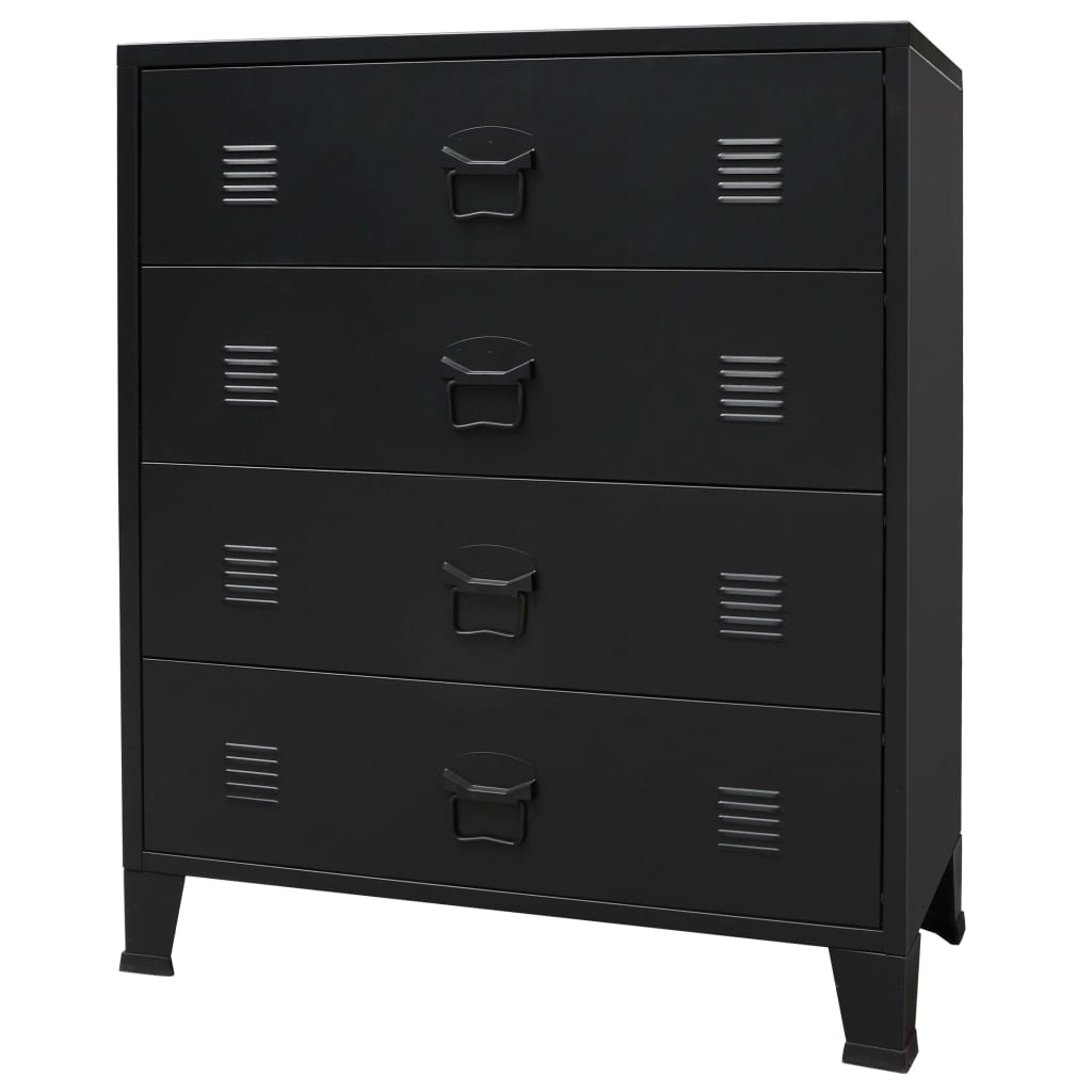 Industrial Style Metal Chest of Drawers 78x40x93 cm Black