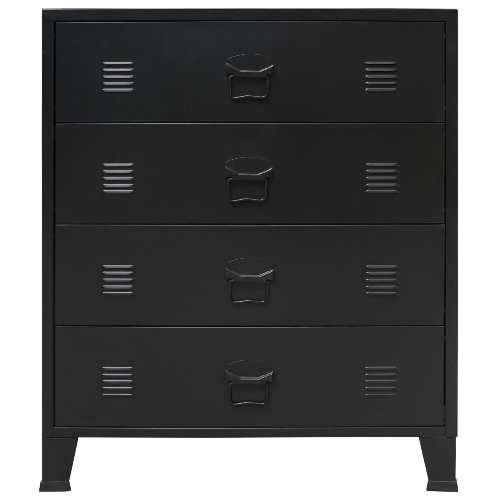 Industrial Style Metal Chest of Drawers 78x40x93 cm Black