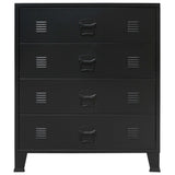 Industrial Style Metal Chest of Drawers 78x40x93 cm Black