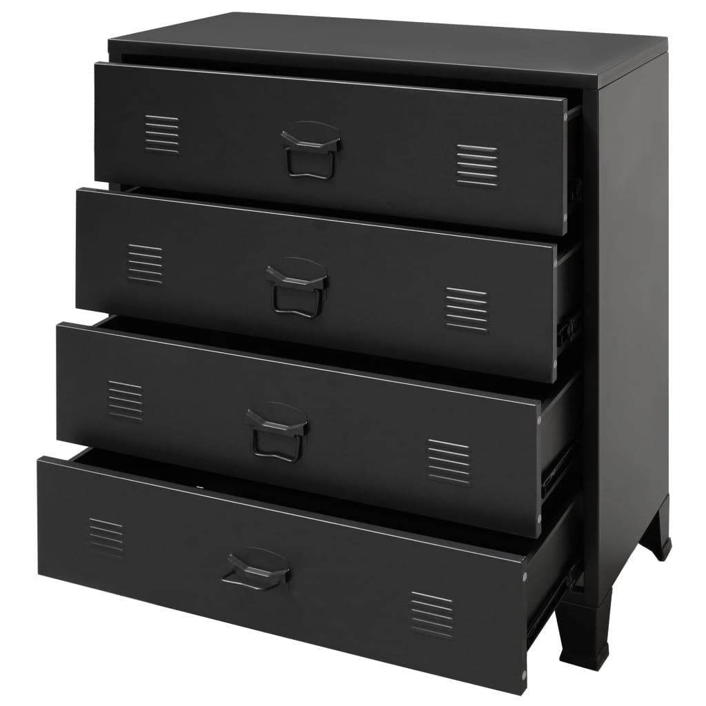 Industrial Style Metal Chest of Drawers 78x40x93 cm Black