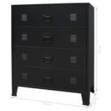 Industrial Style Metal Chest of Drawers 78x40x93 cm Black