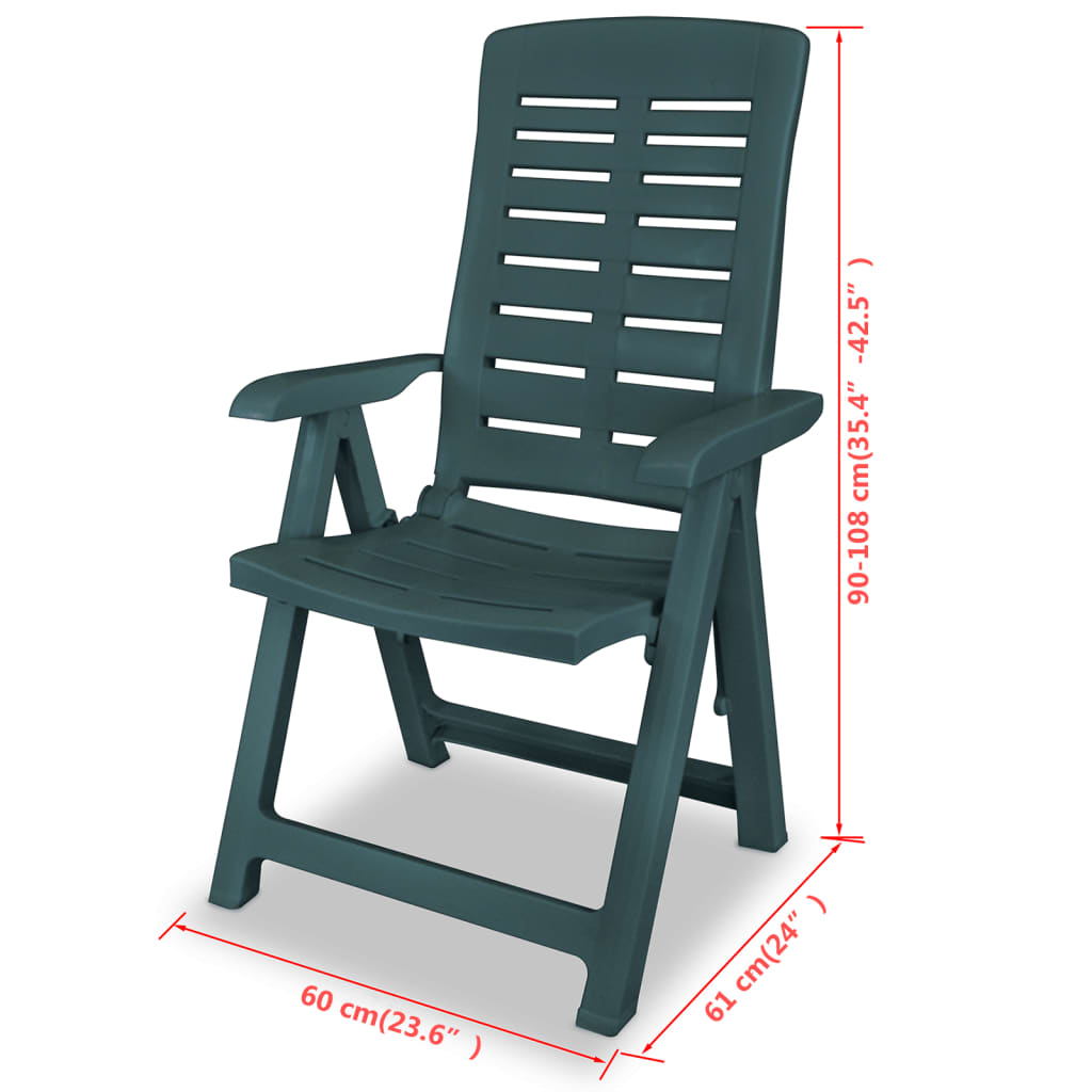 Chaises inclinables de jardin lot de 2 Plastique Vert