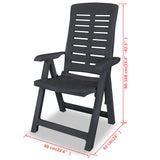 Chaises inclinables de jardin lot de 2 Plastique Anthracite