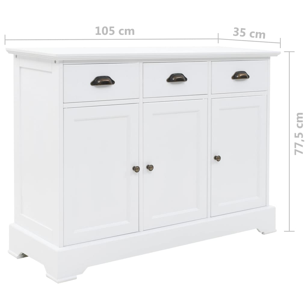 Buffet avec 3 portes MDF et Bois de pin 105x35x77,5 cm