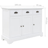 Buffet avec 3 portes MDF et Bois de pin 105x35x77,5 cm