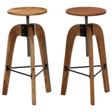 Chaises de bar lot de 2 bois d'acacia solide