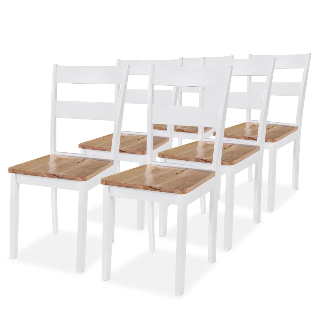 Chaises à manger lot de 6 blanc bois d'hévéa