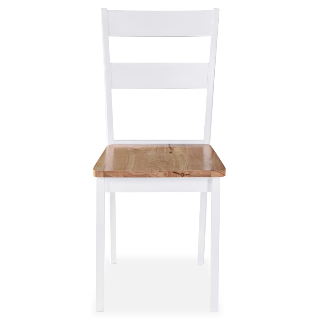 Chaises à manger lot de 6 blanc bois d'hévéa