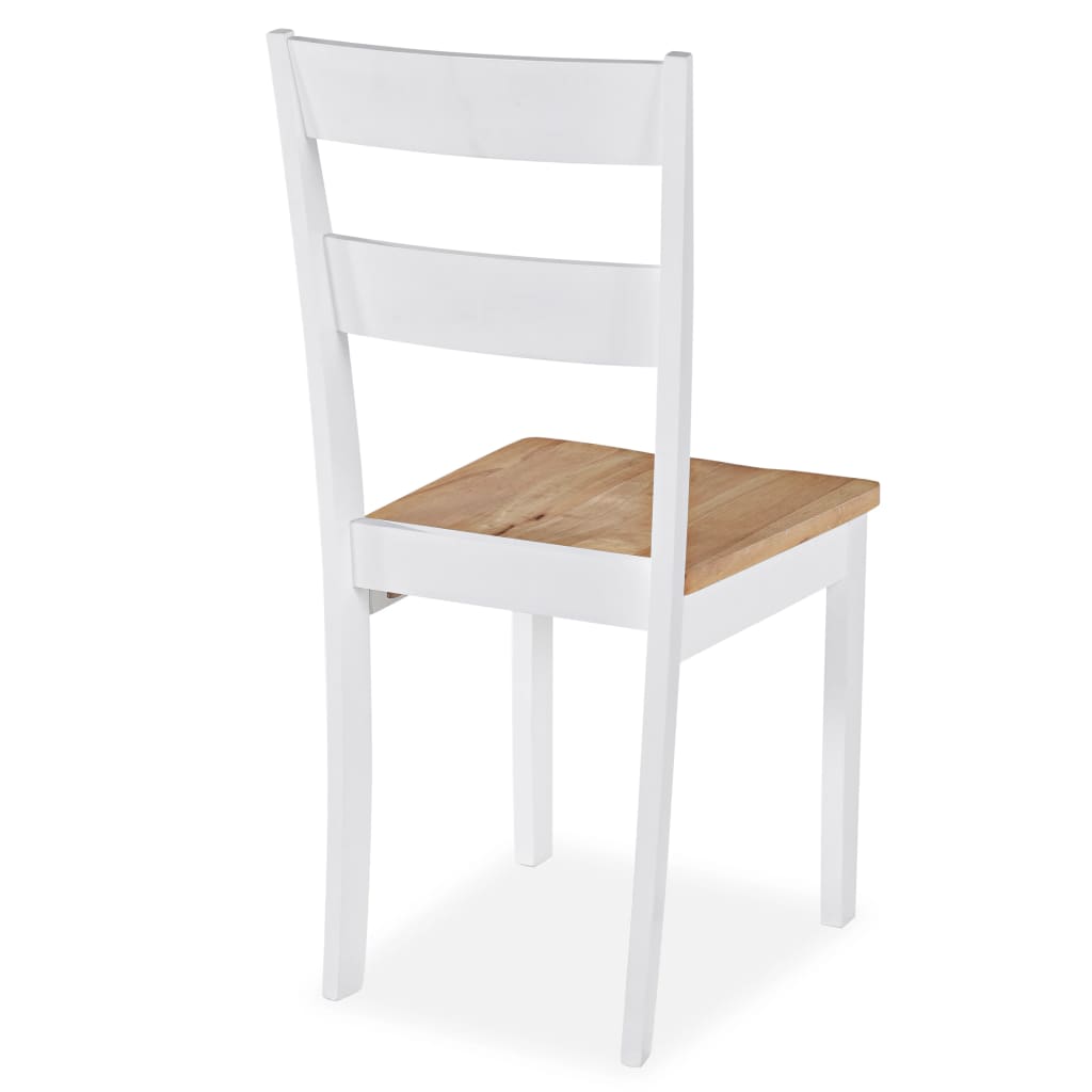 Chaises à manger lot de 6 blanc bois d'hévéa