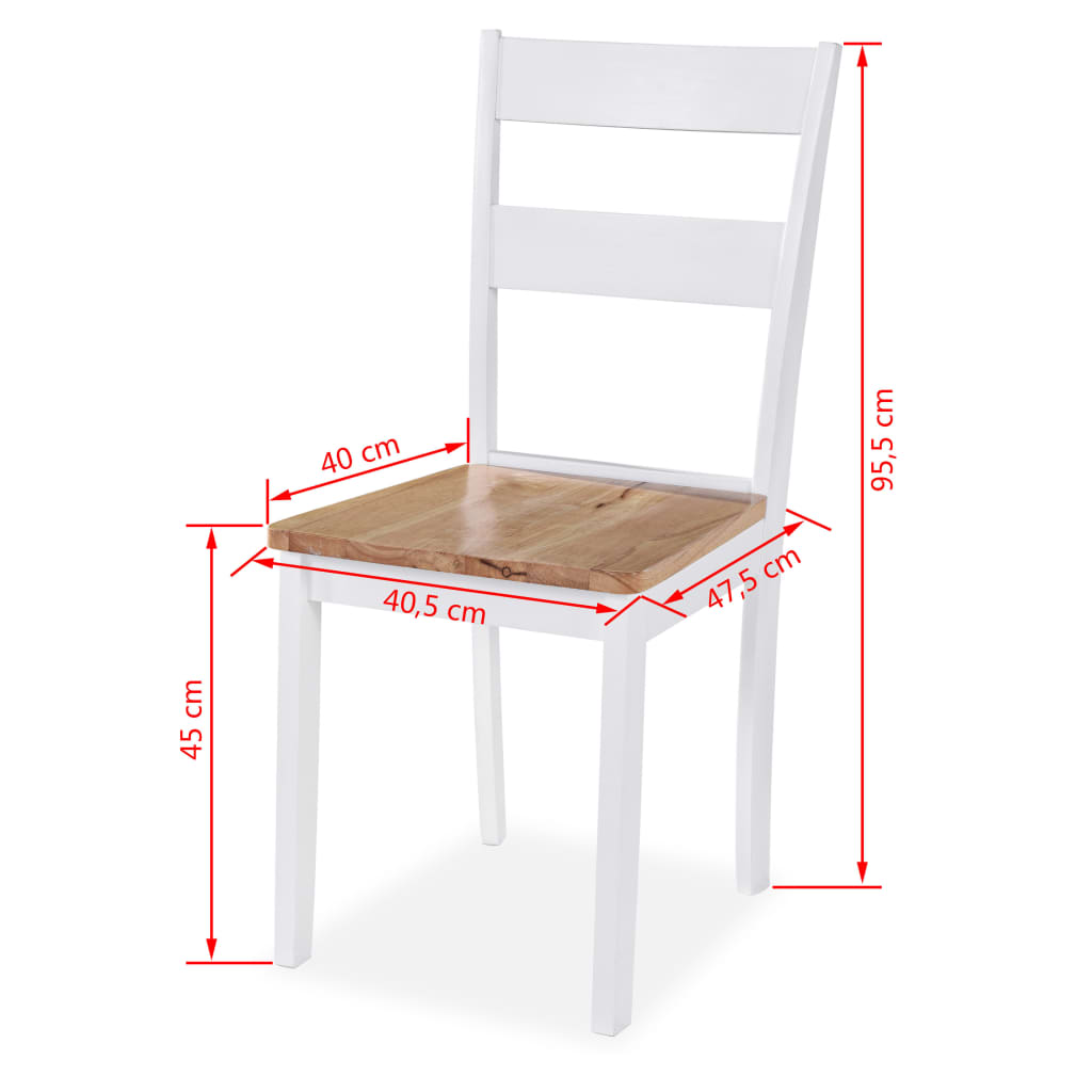 Chaises à manger lot de 6 blanc bois d'hévéa