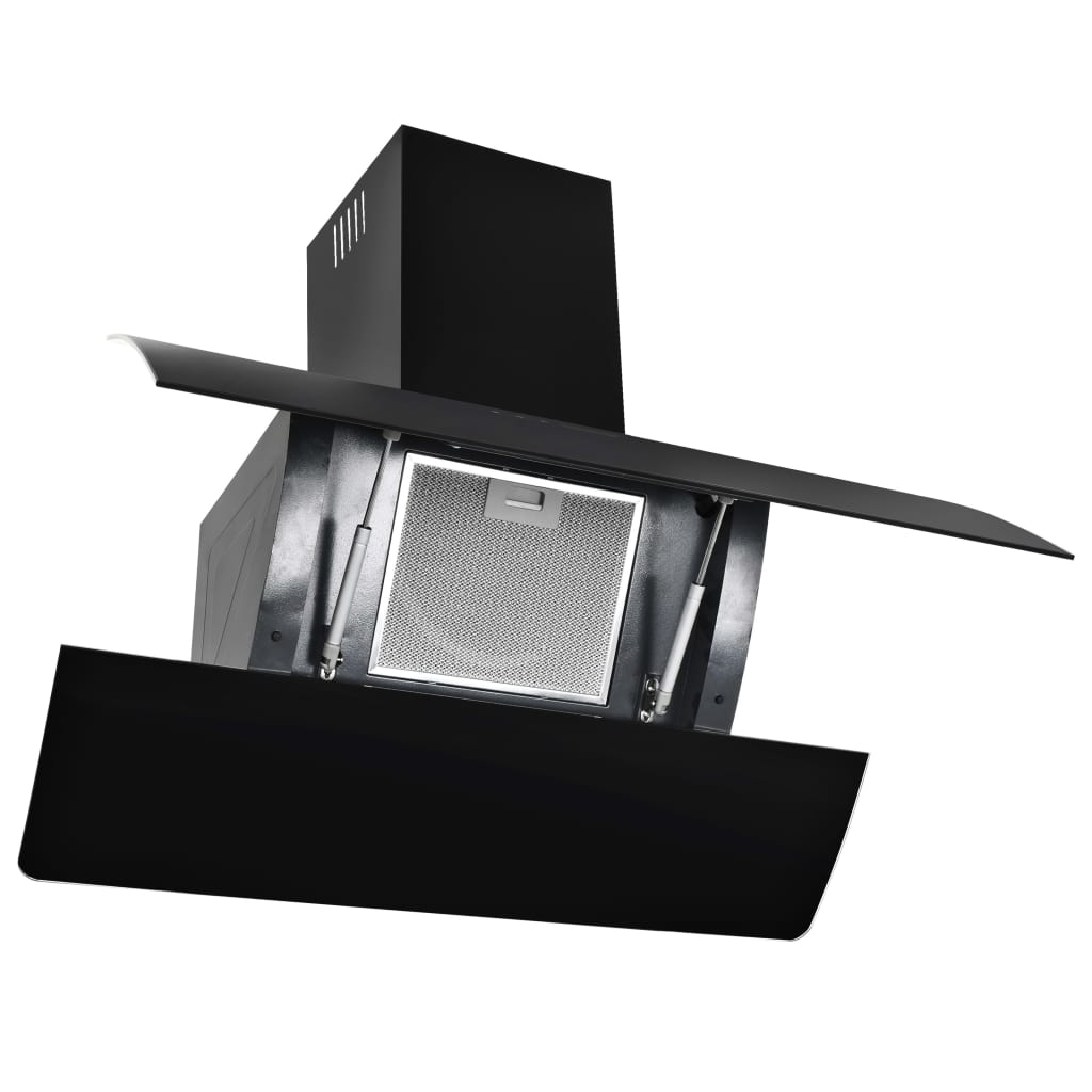 Stainless steel wall hood 756 m³/h 90 cm Black