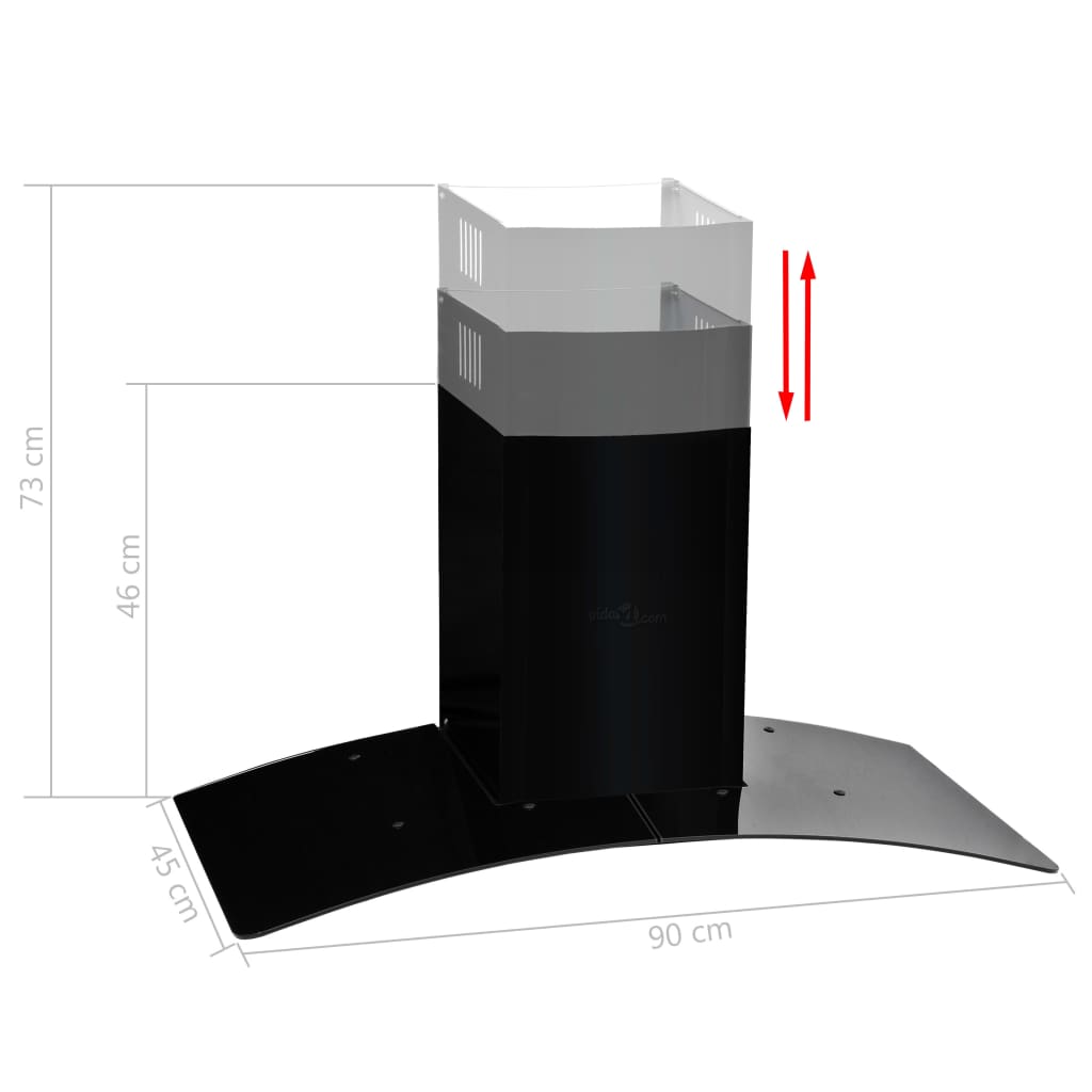 Wandhaube Edelstahl 756 m³/h 90 cm Schwarz