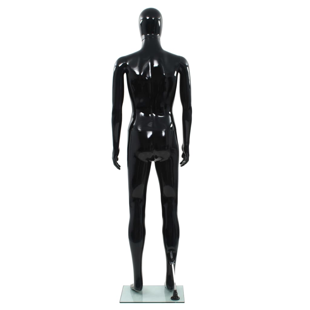 Mannequin homme corps complet base verre Noir brillant 185 cm