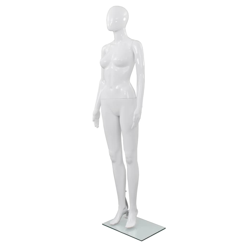 Mannequin femme corps complet base verre Blanc brillant 175 cm