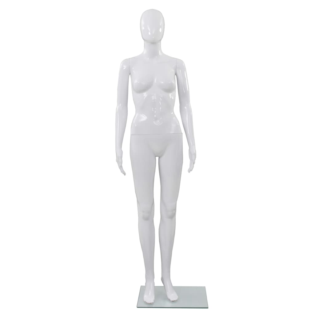 Mannequin femme corps complet base verre Blanc brillant 175 cm