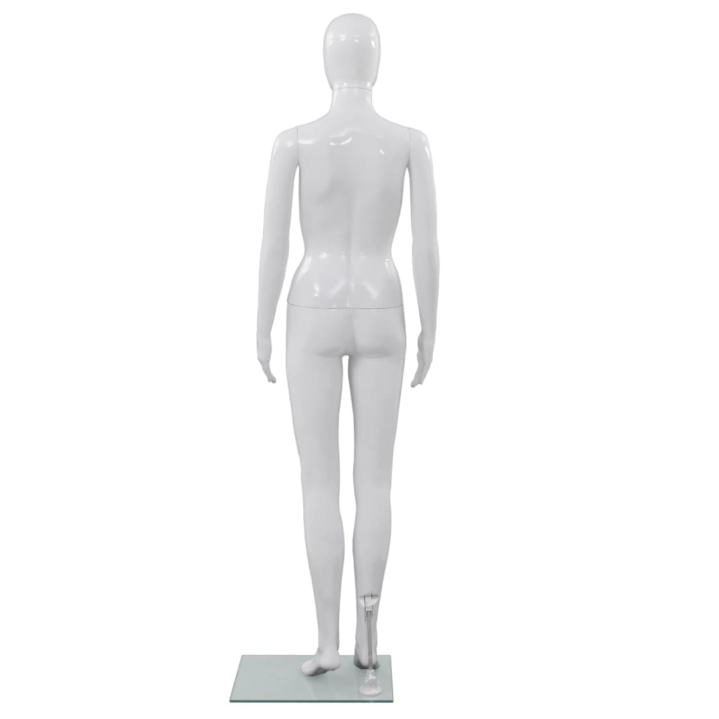 Mannequin femme corps complet base verre Blanc brillant 175 cm