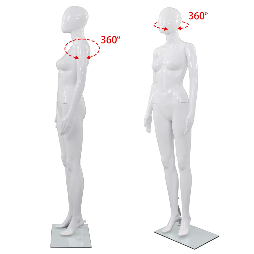 Mannequin femme corps complet base verre Blanc brillant 175 cm