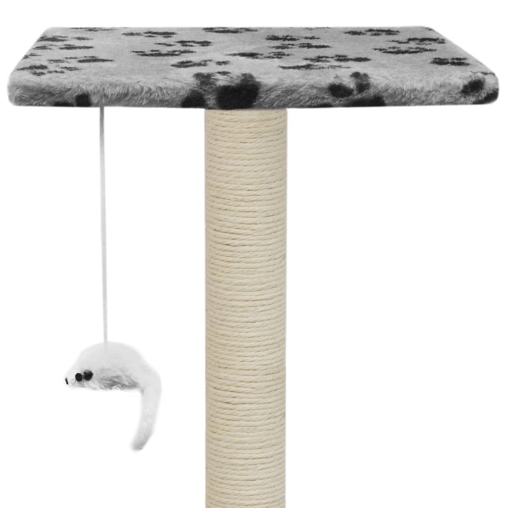 Arbre à chat avec griffoir en sisal 95 cm Gris Motif de pattes