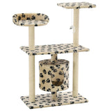 Arbre à chat avec griffoir en sisal 95 cm Beige Motif de pattes