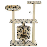 Arbre à chat avec griffoir en sisal 95 cm Beige Motif de pattes