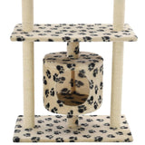 Arbre à chat avec griffoir en sisal 95 cm Beige Motif de pattes