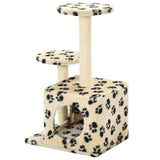 Arbre à chat avec griffoir en sisal 60 cm Beige Motif de pattes