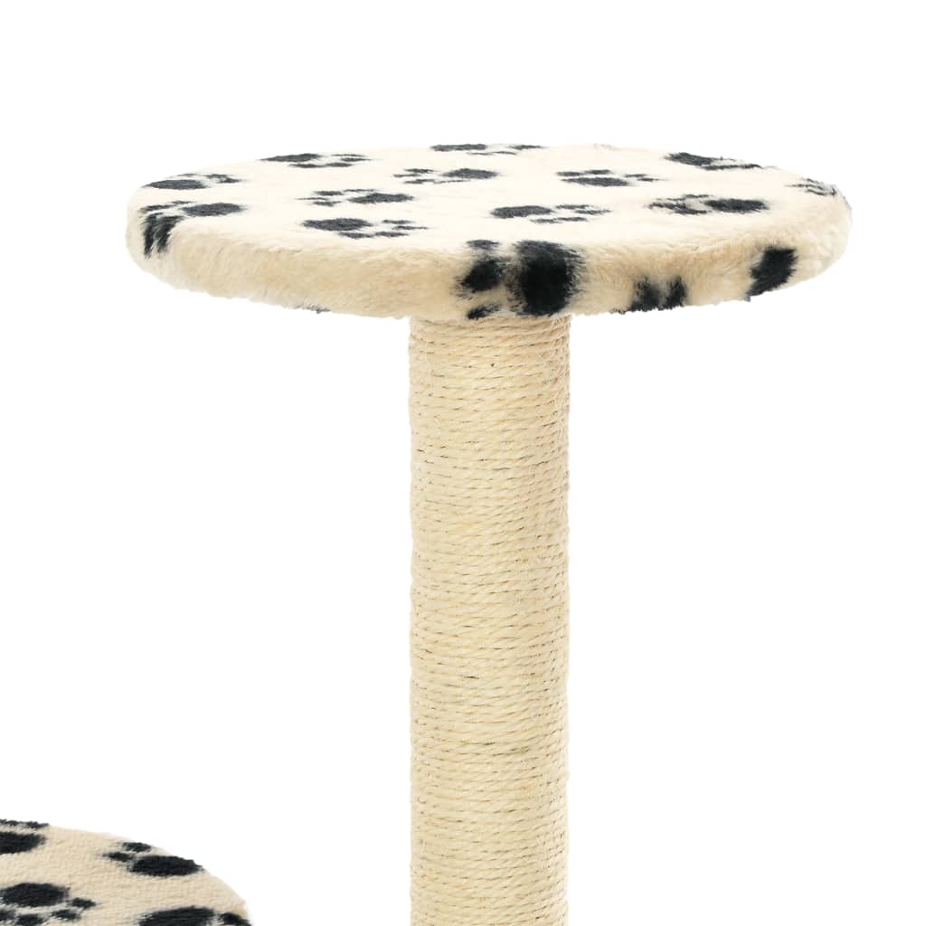 Arbre à chat avec griffoir en sisal 60 cm Beige Motif de pattes