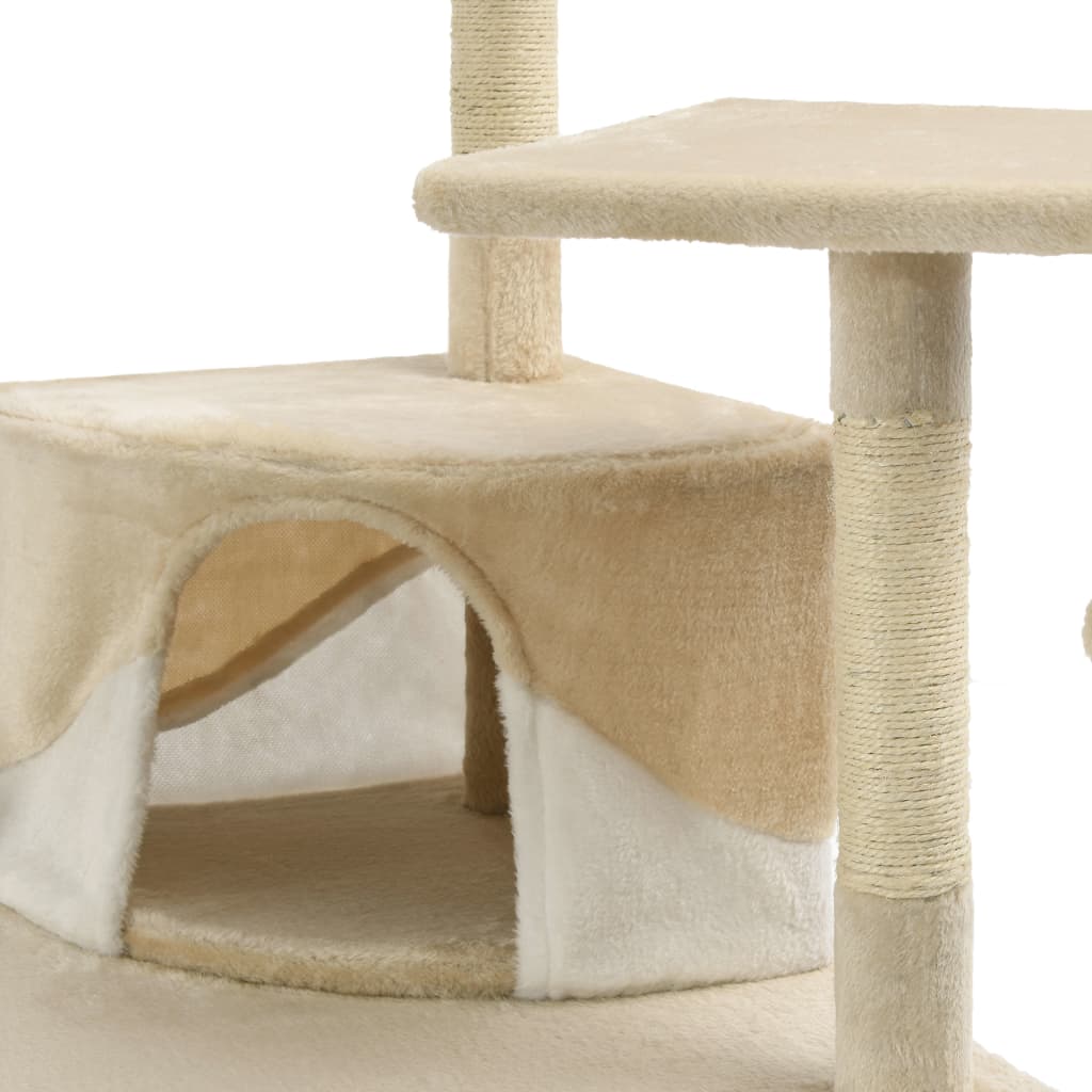 Arbre à chat avec griffoirs en sisal 203 cm Beige et Blanc