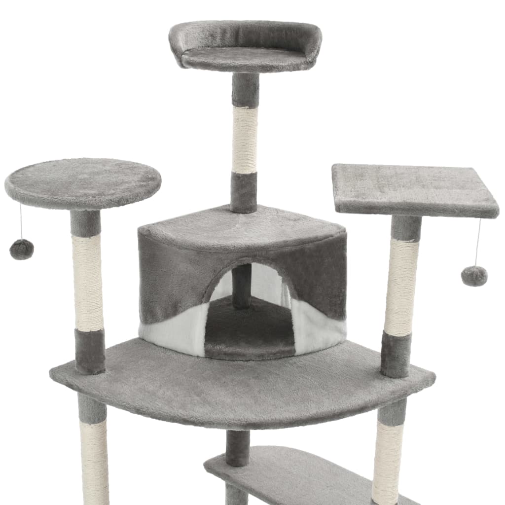 Arbre à chat avec griffoirs en sisal 203 cm Gris et Blanc