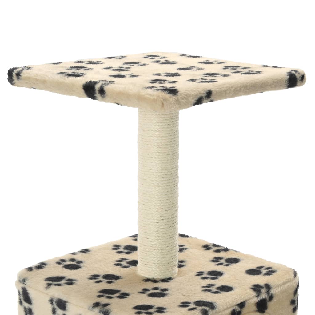 Arbre à chat avec griffoirs en sisal 55 cm Beige Motif de pattes