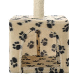 Arbre à chat avec griffoirs en sisal 55 cm Beige Motif de pattes