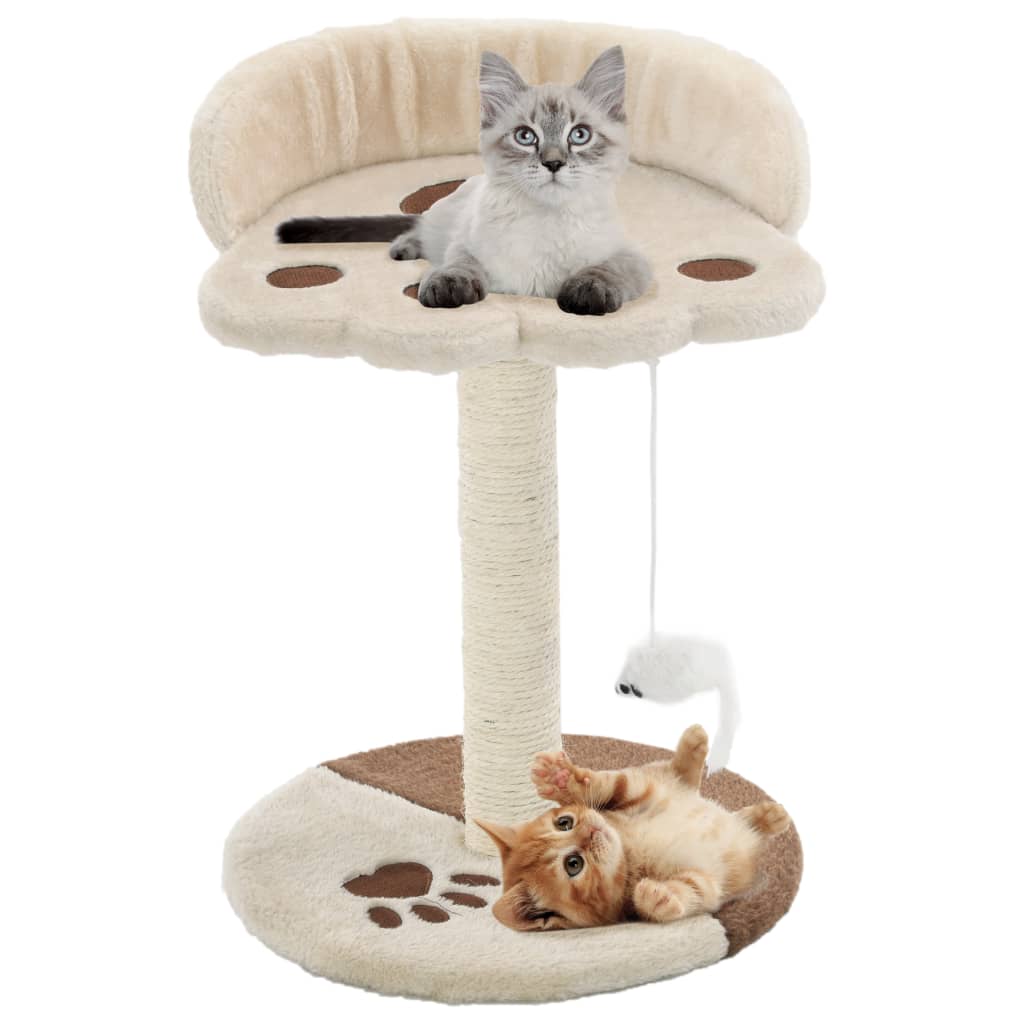 Arbre à chat avec griffoir en sisal 40 cm Beige et Marron