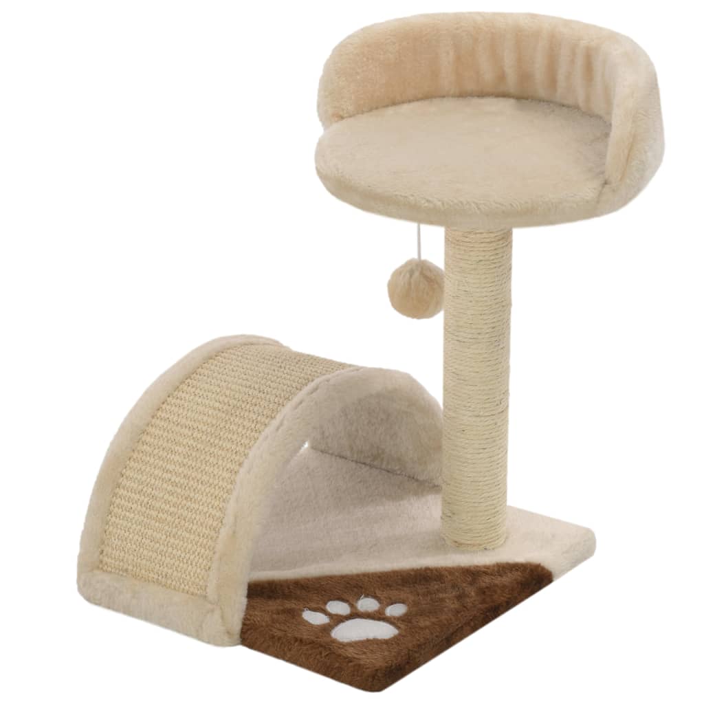 Arbre à chat avec griffoir en sisal 40 cm Beige et Marron