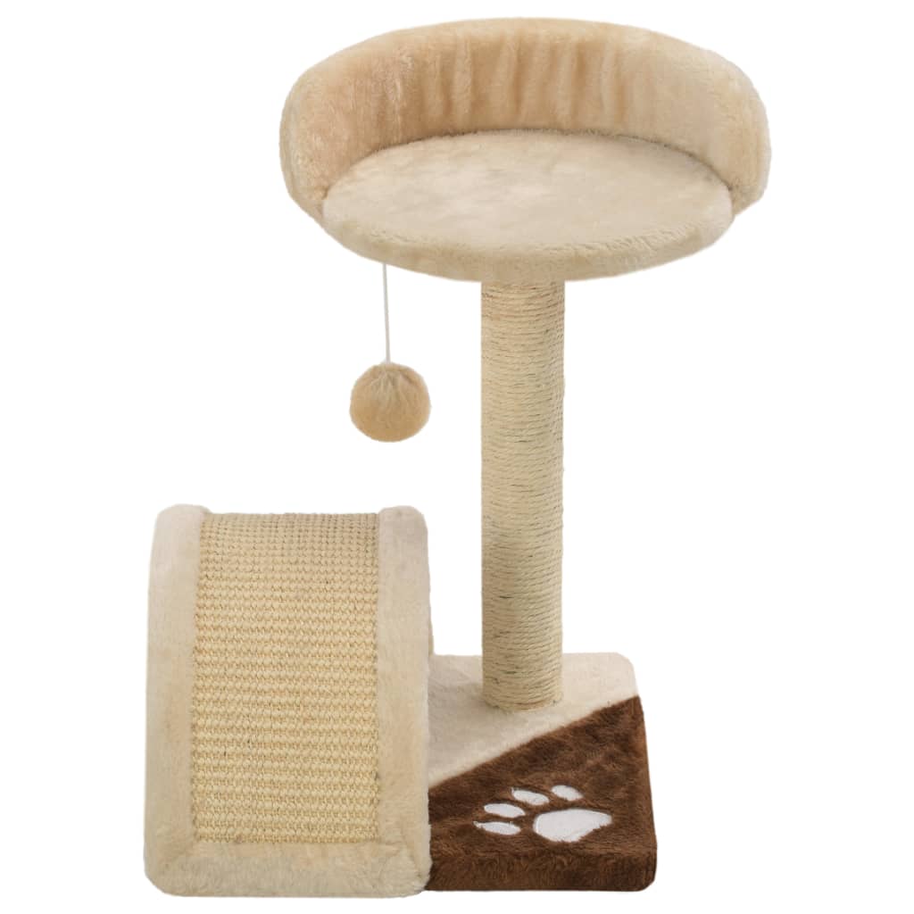 Arbre à chat avec griffoir en sisal 40 cm Beige et Marron