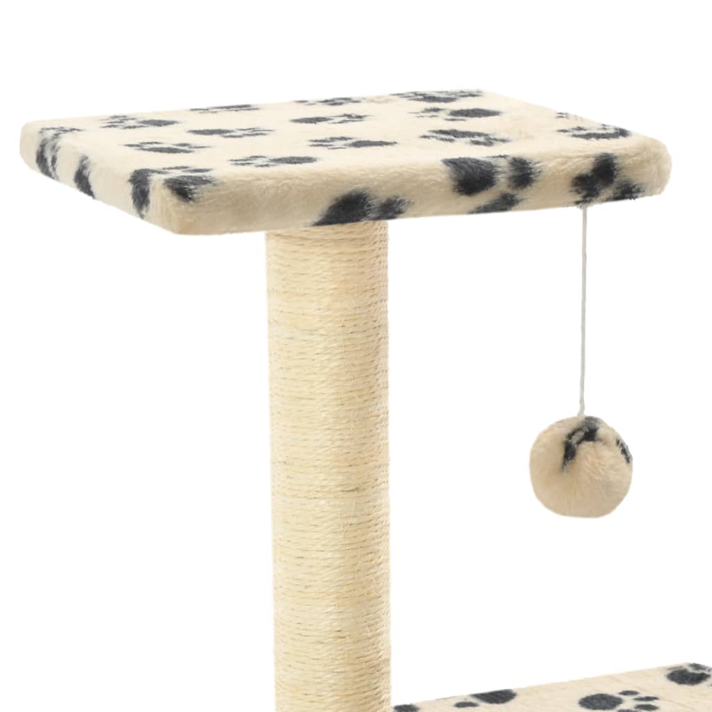 Arbre à chat avec griffoirs en sisal 65 cm Beige Motif pattes