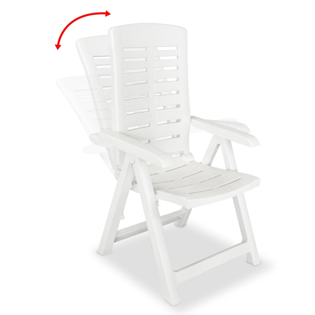 Chaises inclinables de jardin lot de 4 Plastique Blanc