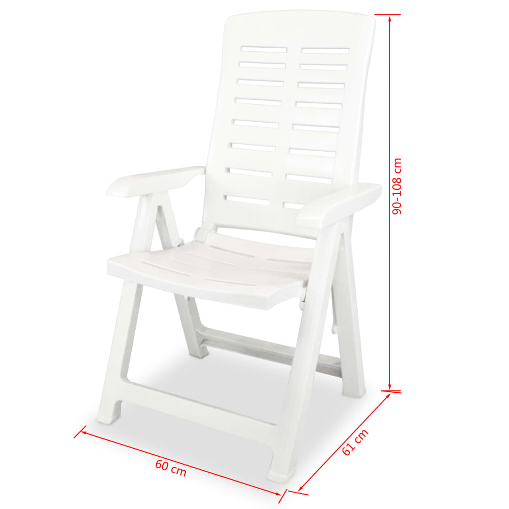 Chaises inclinables de jardin lot de 4 Plastique Blanc