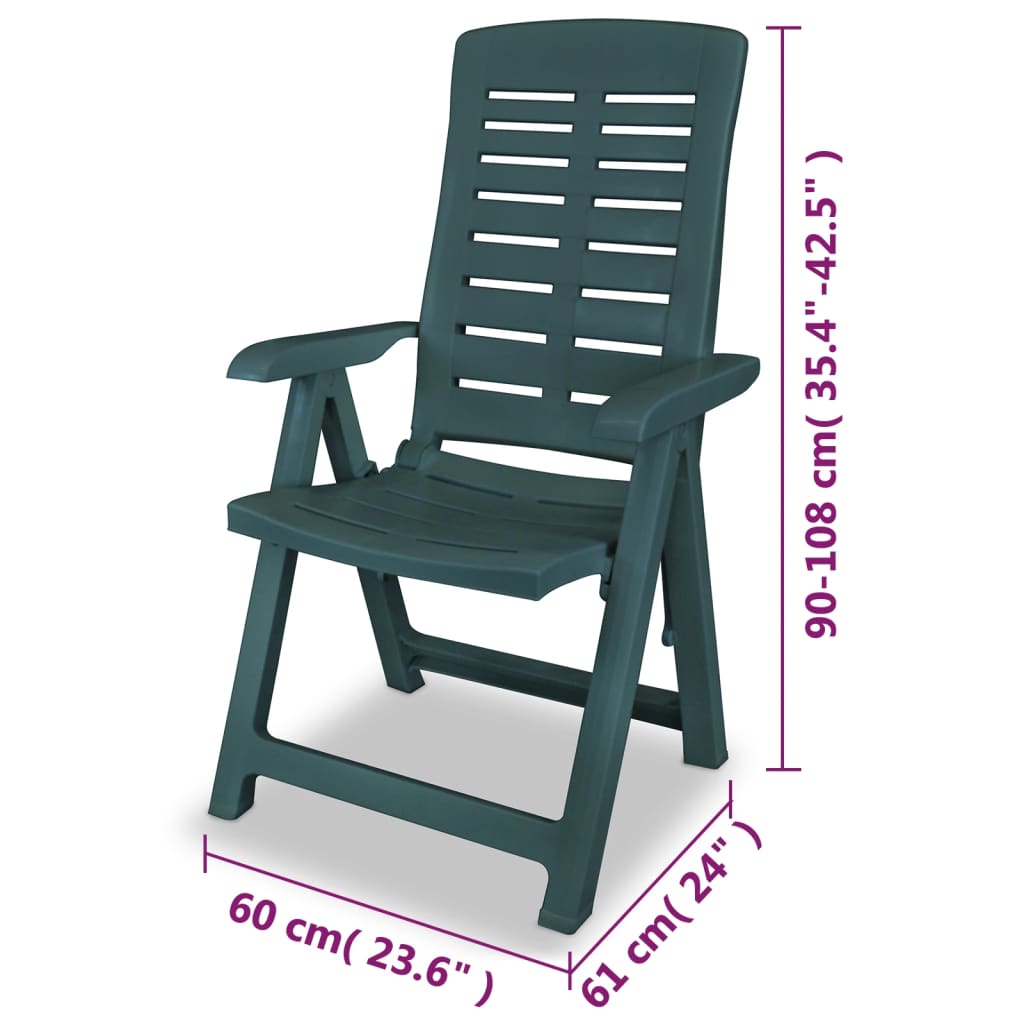 Chaises inclinables de jardin lot de 4 Plastique Vert