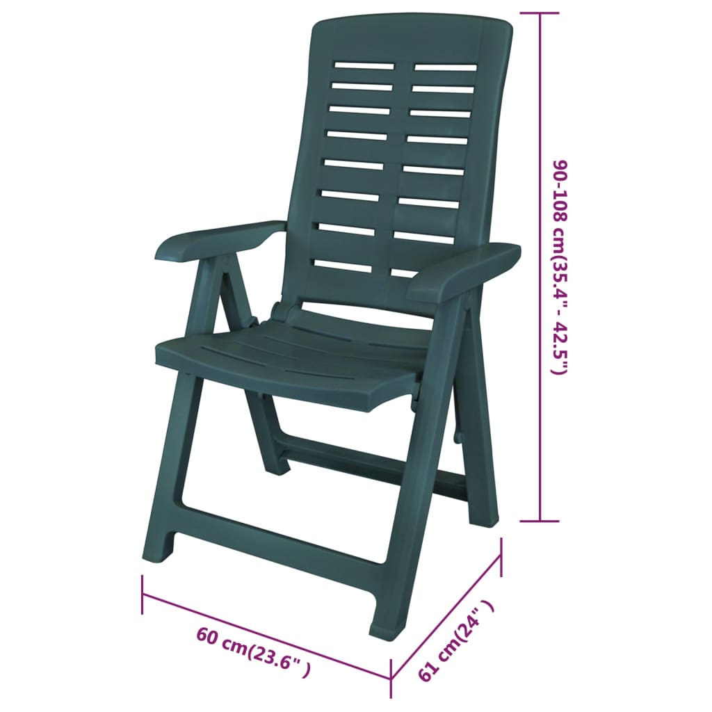 Chaises inclinables de jardin lot de 6 Plastique Vert