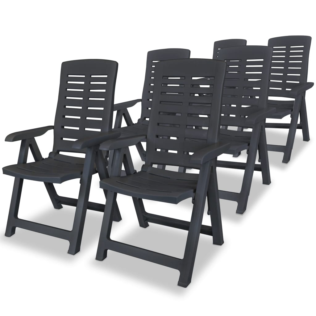 Chaises inclinables de jardin lot de 6 Plastique Anthracite