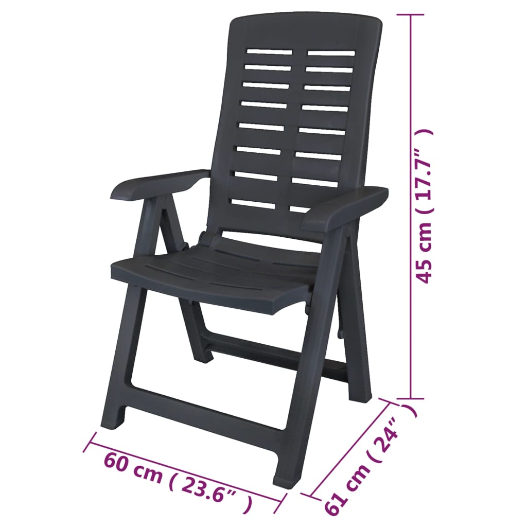 Chaises inclinables de jardin lot de 6 Plastique Anthracite