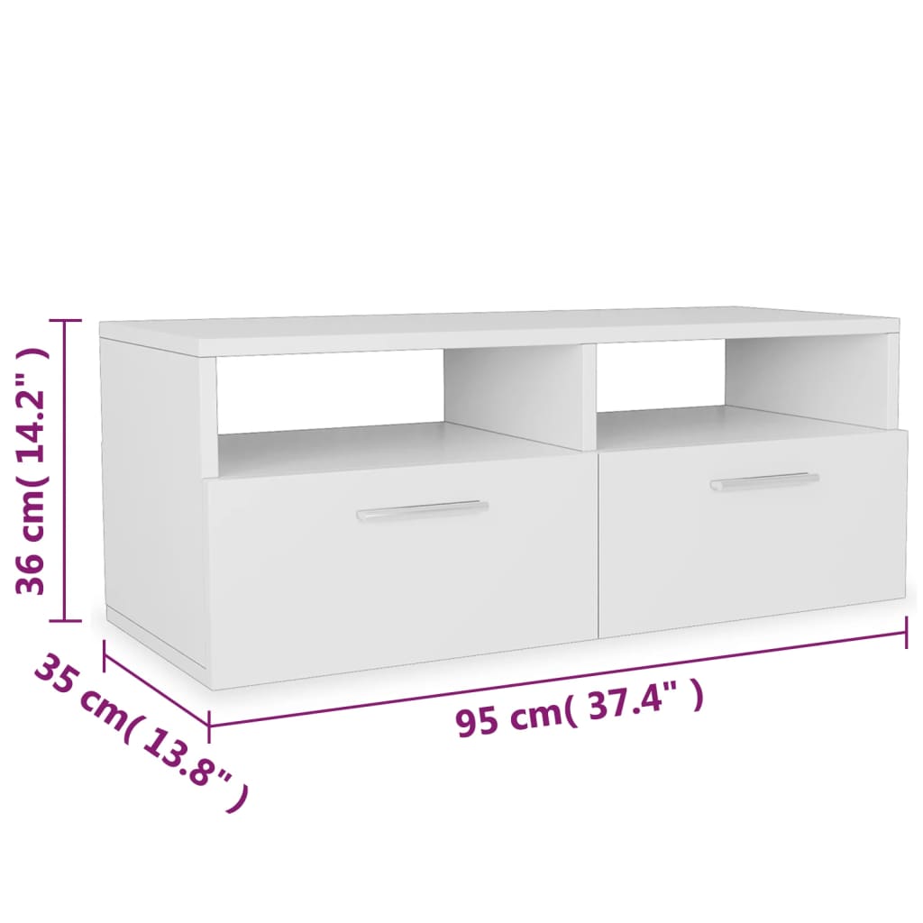 Meubles TV 2 pcs Bois d’ingénierie 95x35x36 cm Blanc