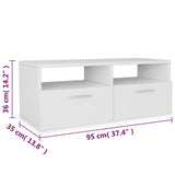 Meubles TV 2 pcs Bois d’ingénierie 95x35x36 cm Blanc