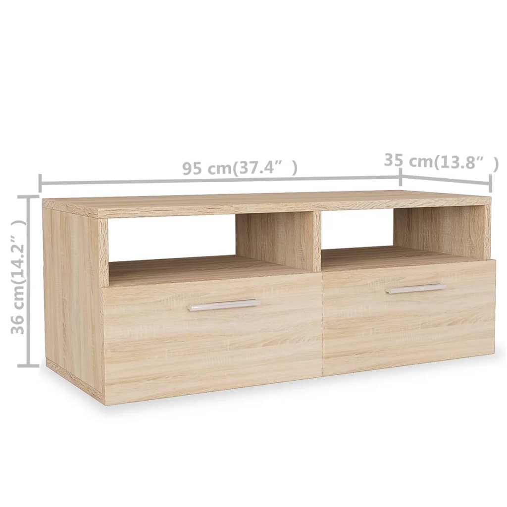 Meubles TV 2 pcs Bois d’ingénierie 95x35x36 cm Chêne