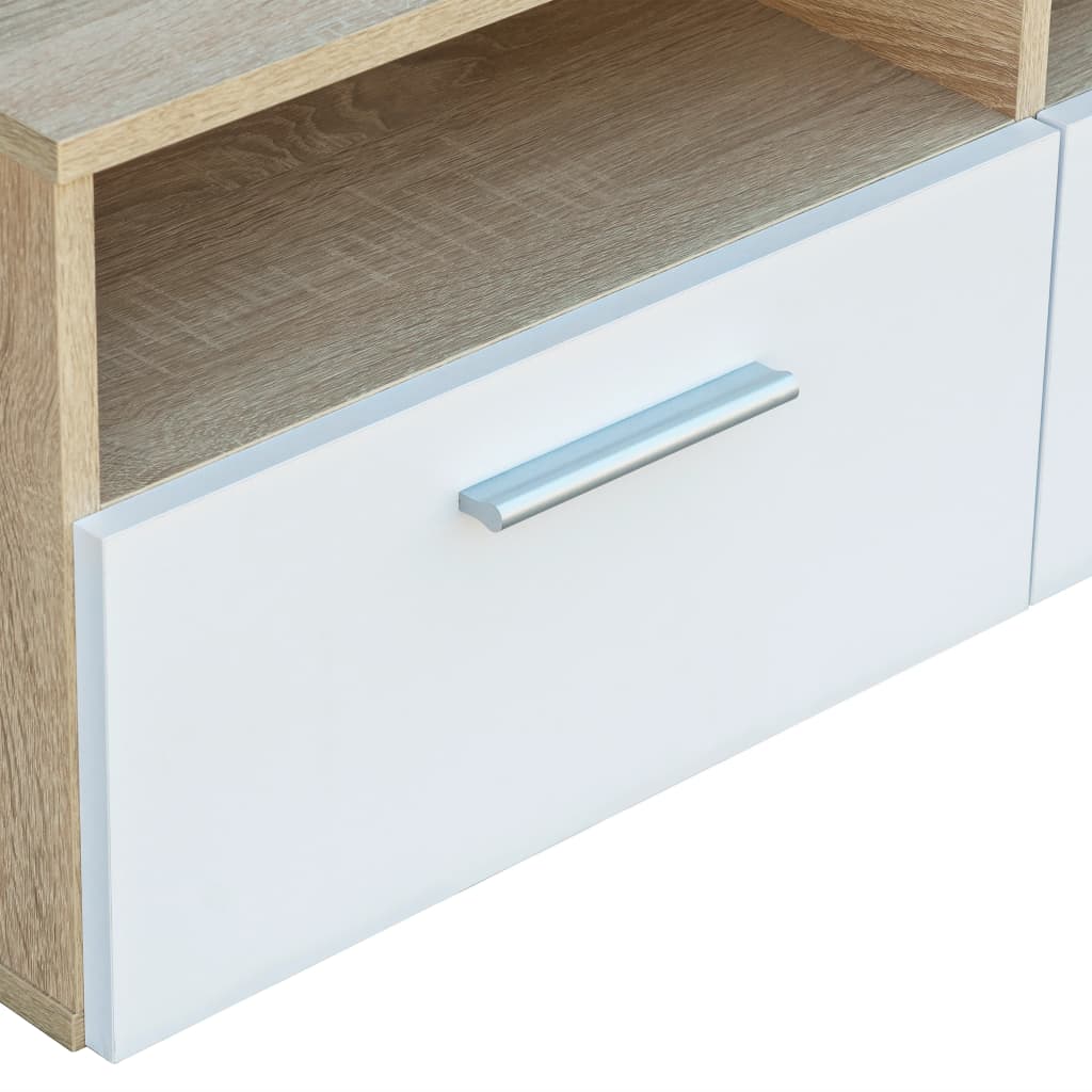 Meubles TV 2 pcs Bois d’ingénierie 95x35x36 cm Chêne et blanc