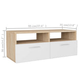 Meubles TV 2 pcs Bois d’ingénierie 95x35x36 cm Chêne et blanc