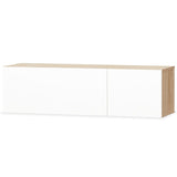 Meubles TV 2 pcs bois d’ingénierie chêne et blanc brillant