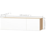 Meubles TV 2 pcs bois d’ingénierie chêne et blanc brillant