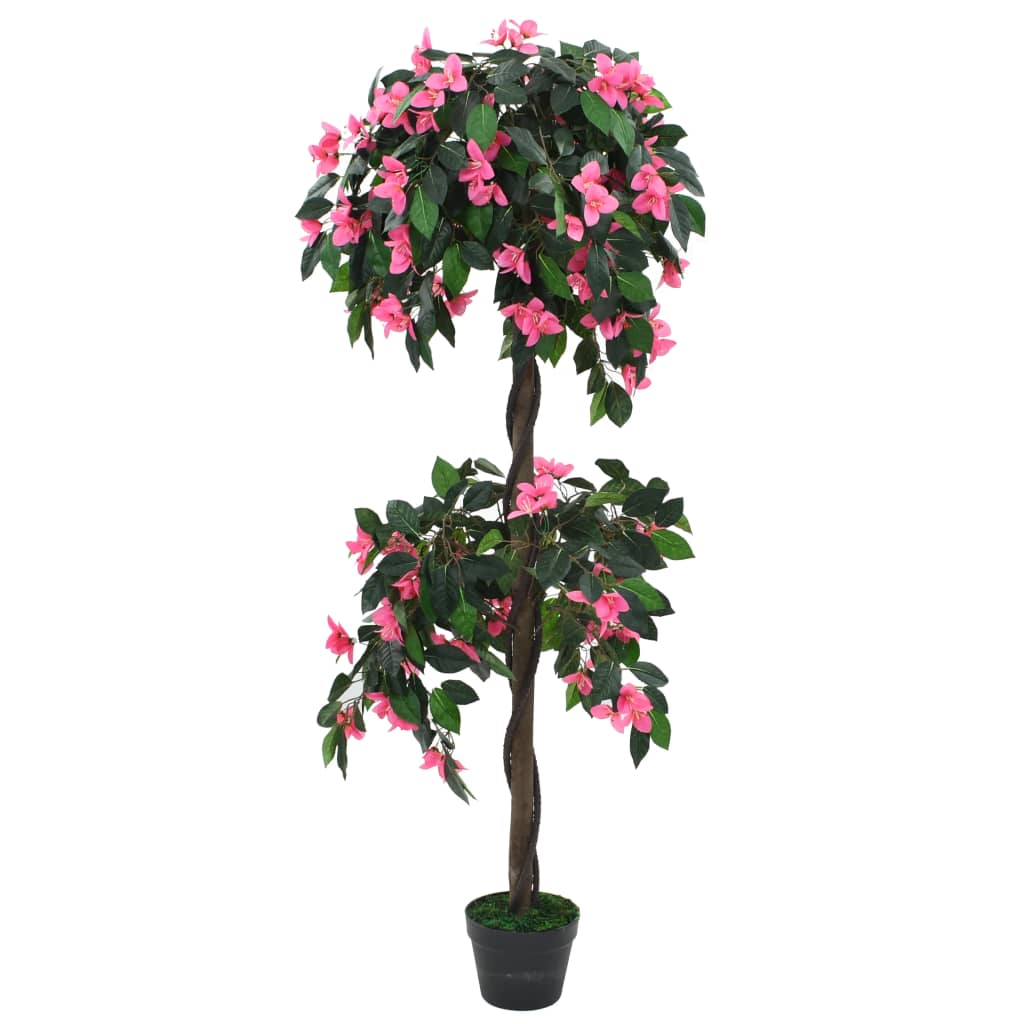 Künstliche Rhododendron-Pflanze mit Topf 155 cm. Grün und Rosa